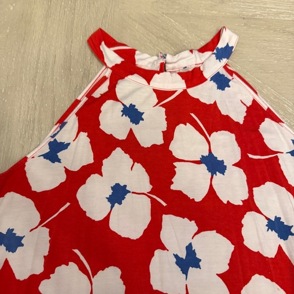 LOFT Red Blue and White Floral Mini Sun Dress - Picture 3 of 9